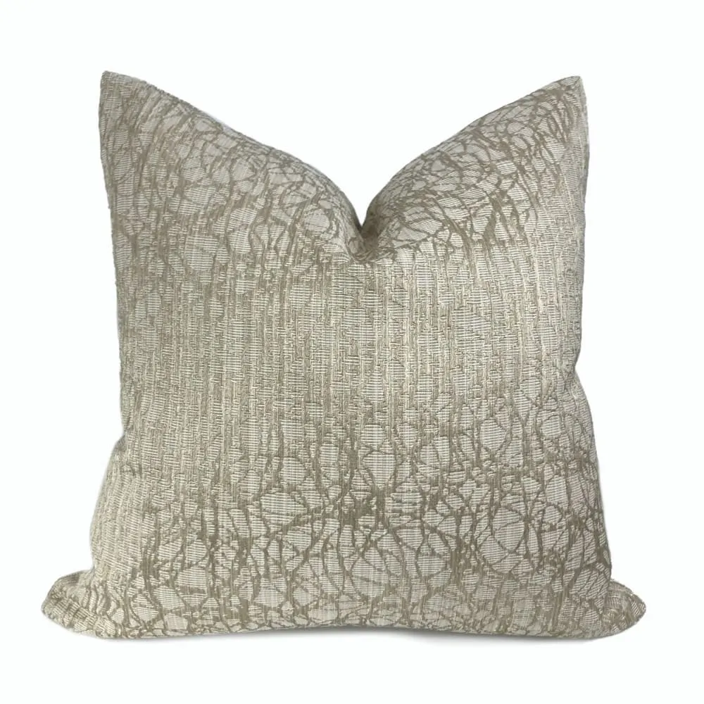 (CLEARANCE) Roslyn Flax Beige Abstract Pillow Cover