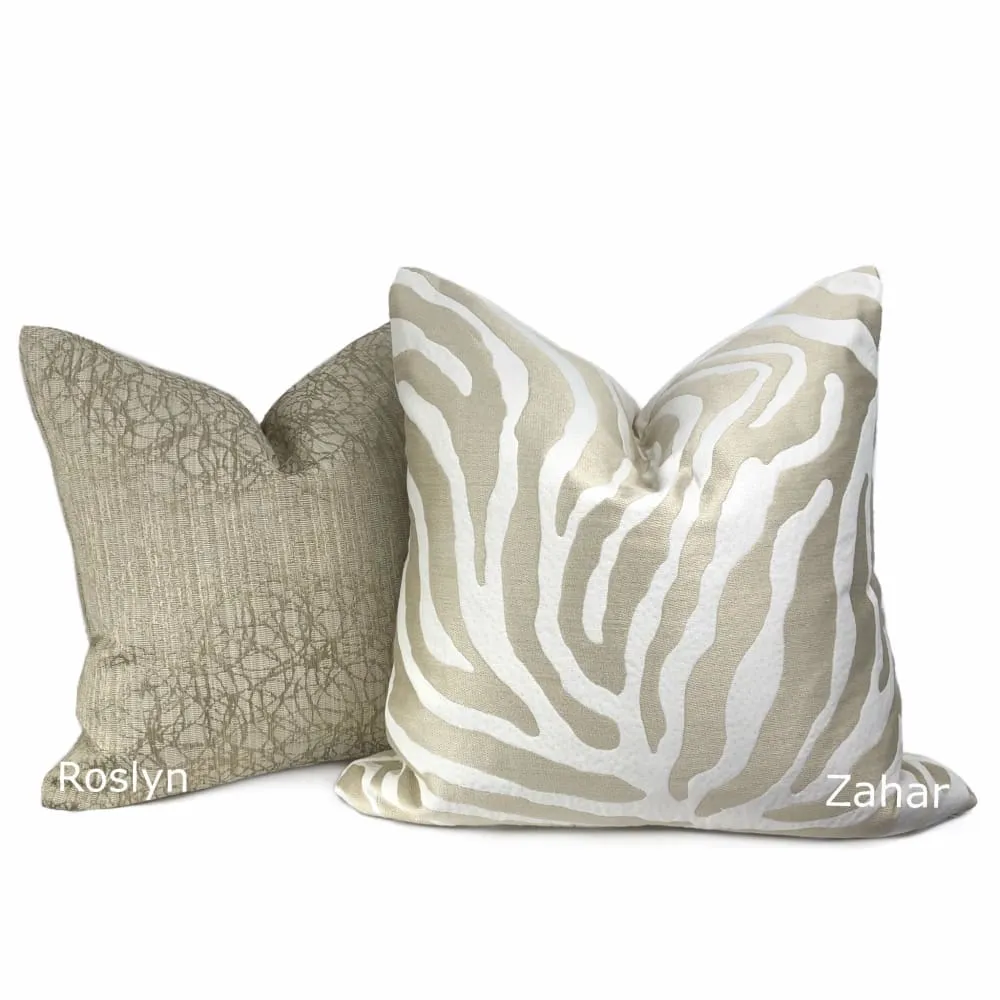 (CLEARANCE) Roslyn Flax Beige Abstract Pillow Cover