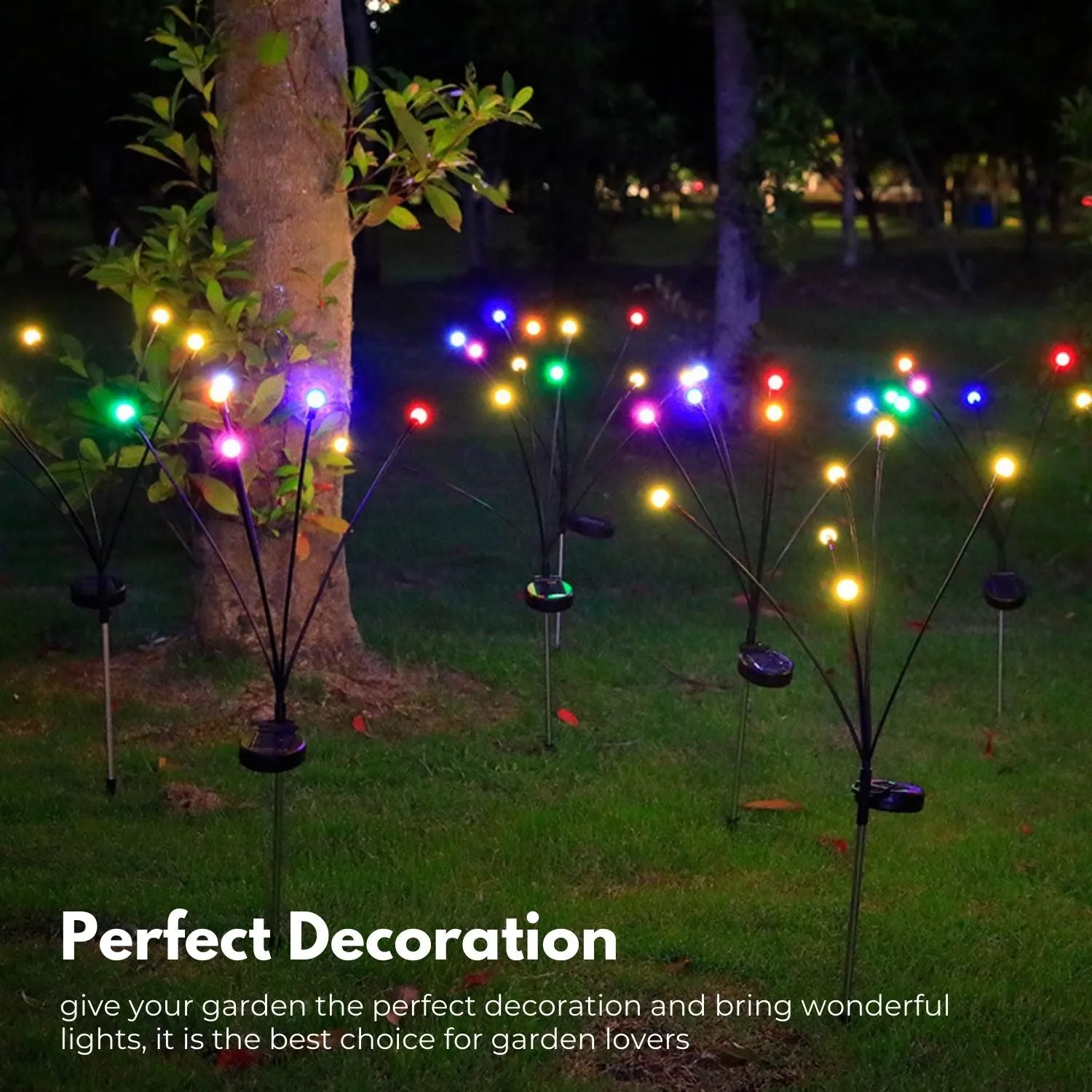 Colorful Solar Firefly Garden Lights, Waterproof, 3 Pieces - Noveden