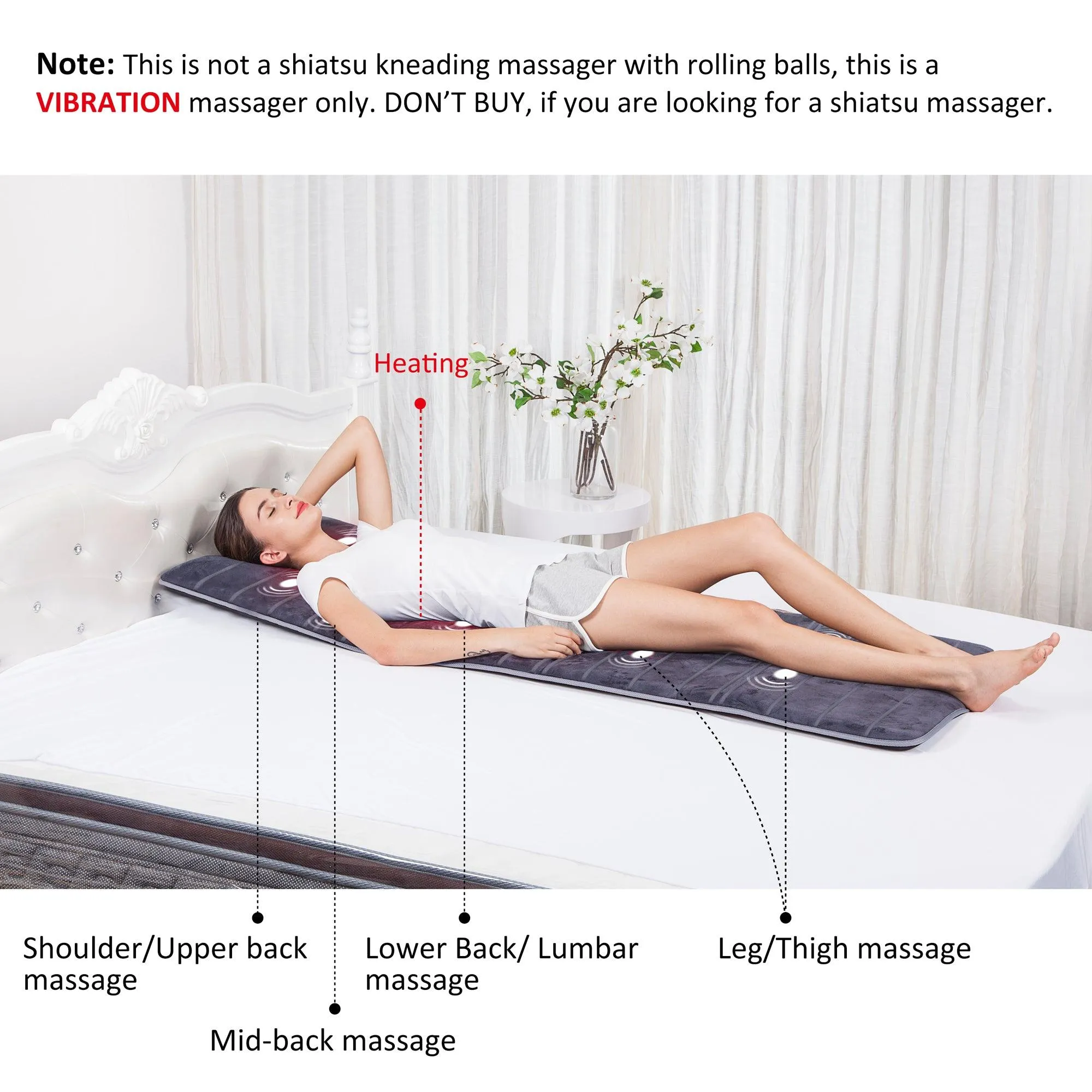 Comfier Full Body Massage Mat with Heat & Vibration Motors & 2 Therapy Heating pad - 3603S