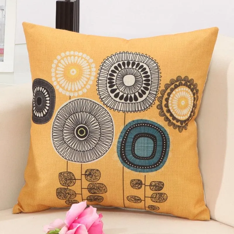 Cotton Linen Flower Pattern Throw Pillow Case Cushion Cover Seat Car Home Decor Sofa Bed Decorative Pillowcase