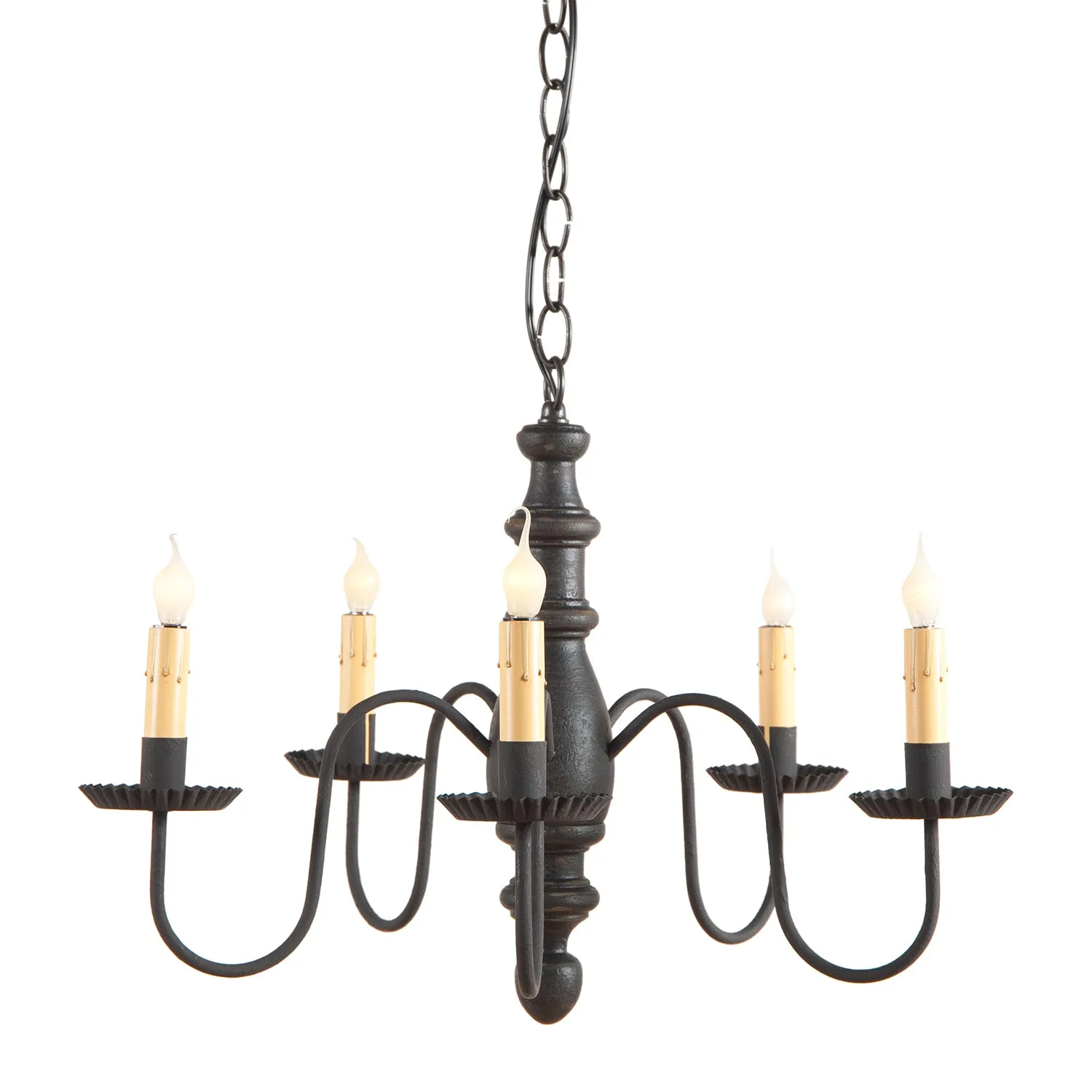 Country Inn Wood Chandelier in Americana Black