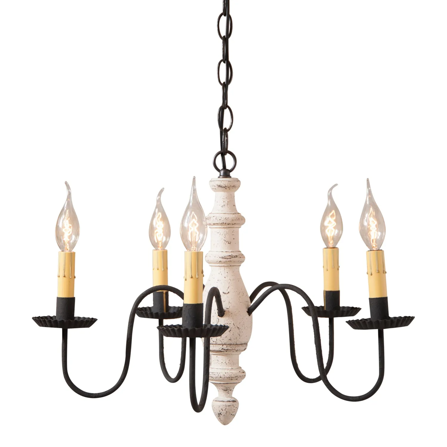 Country Inn Wood Chandelier in Americana White