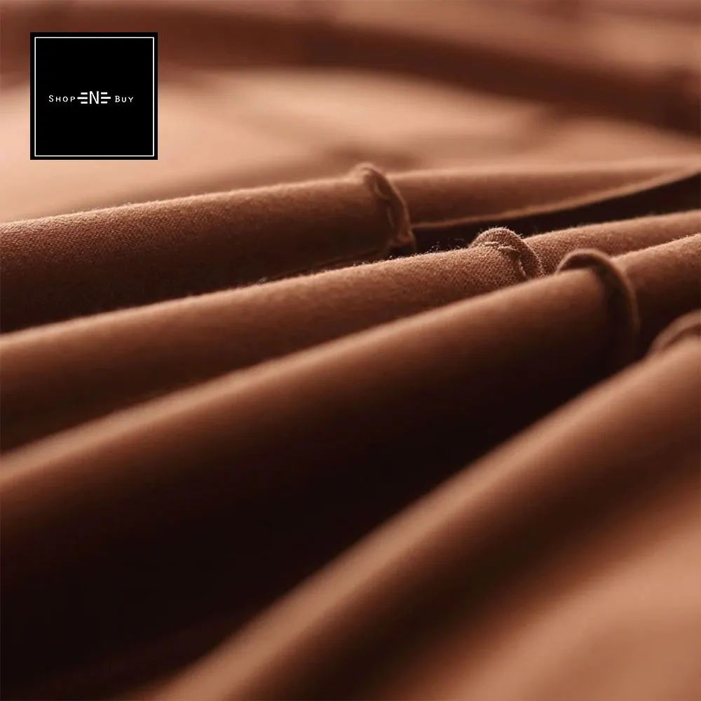 Cross Pleated Duvet Set Brown