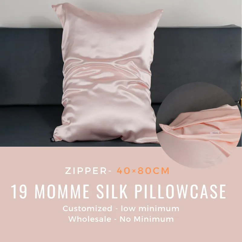 Custom Wholesale Silk Pillowcase 19 Momme Zipper Closure - 40×80cm