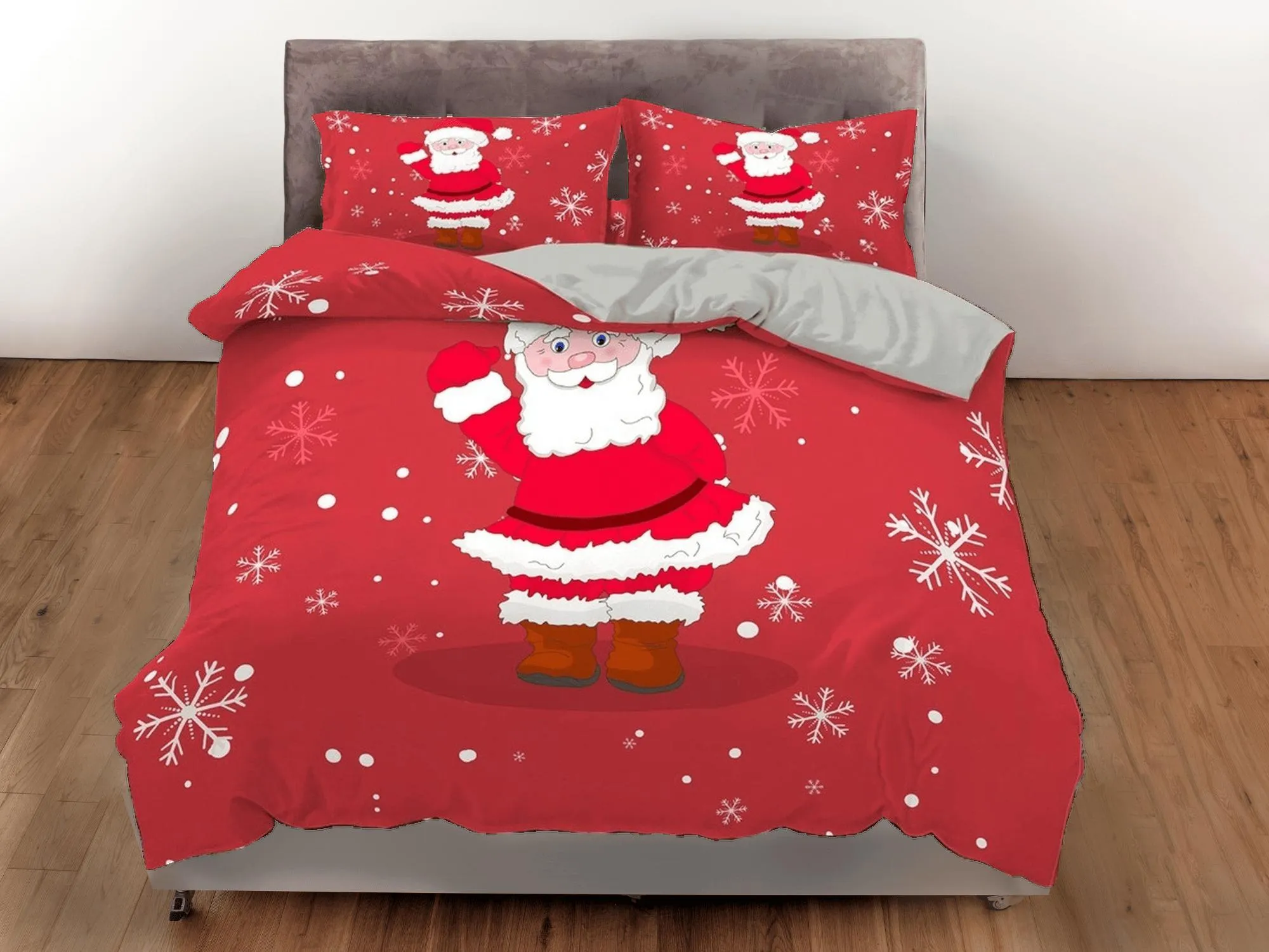 Cute Santa Claus Christmas bedding & pillowcase holiday gift red duvet cover king queen twin toddler bedding baby Christmas farmhouse decor