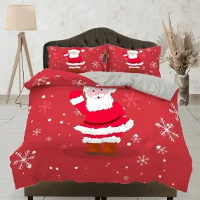 Cute Santa Claus Christmas bedding & pillowcase holiday gift red duvet cover king queen twin toddler bedding baby Christmas farmhouse decor