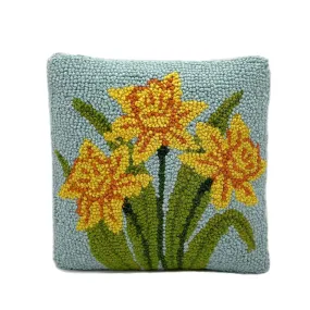 Daffodil Wool Hooked Pillow