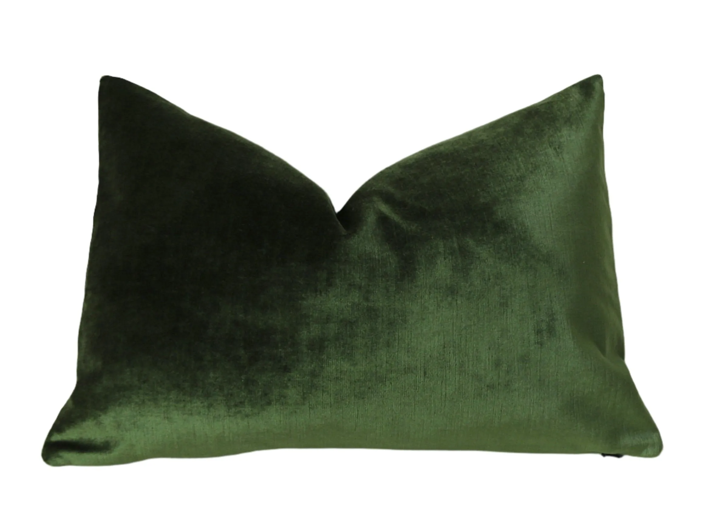 Dark Green Lumbar Pillow / Green Velvet Zipper Pillow Cover / Solid Green Velvet / Dark Green Pillow / Green Lumbar Pillow Cover