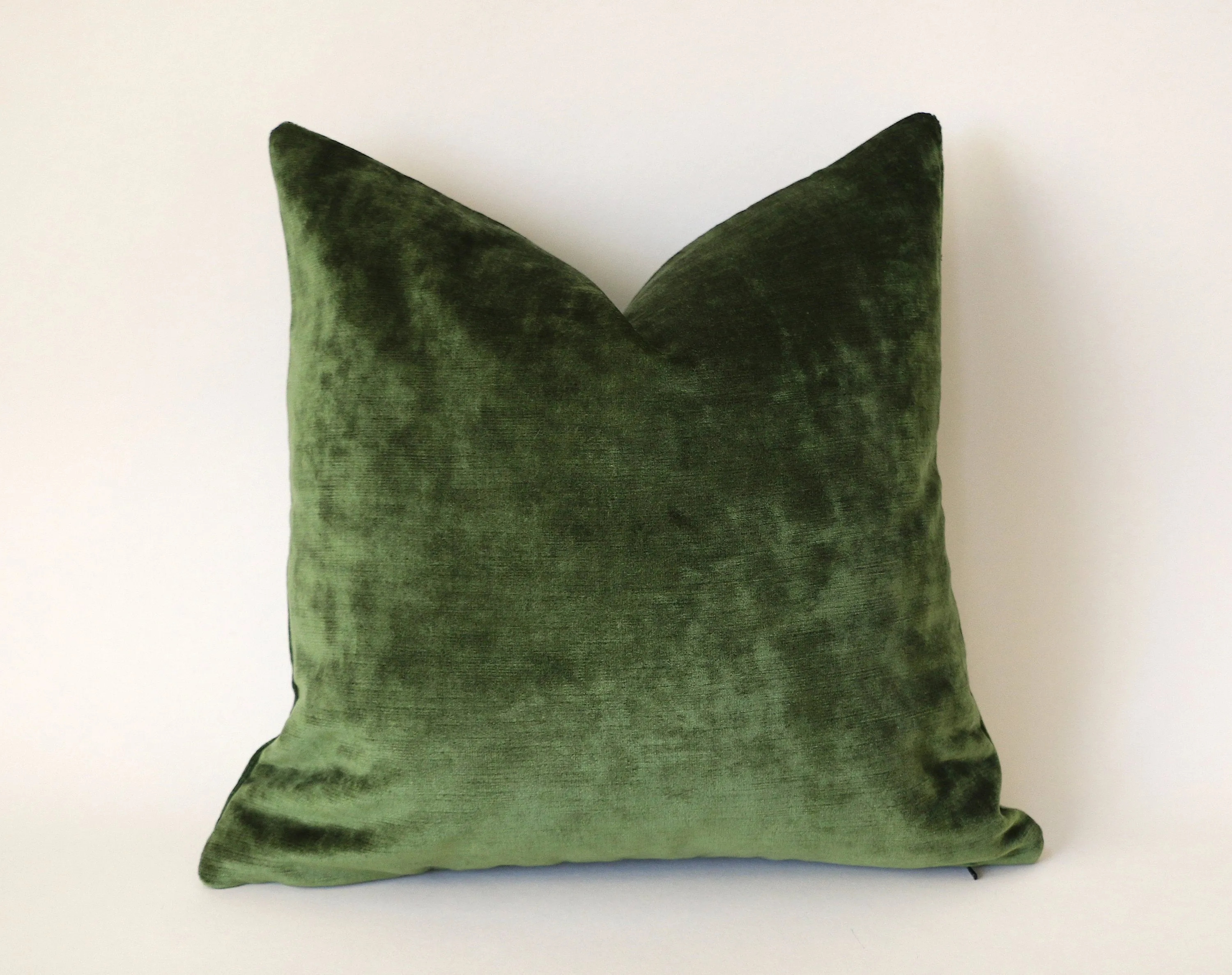 Dark Green Lumbar Pillow / Green Velvet Zipper Pillow Cover / Solid Green Velvet / Dark Green Pillow / Green Lumbar Pillow Cover