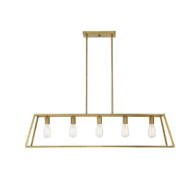 Denton 5 Light Warm Brass Linear Chandelier