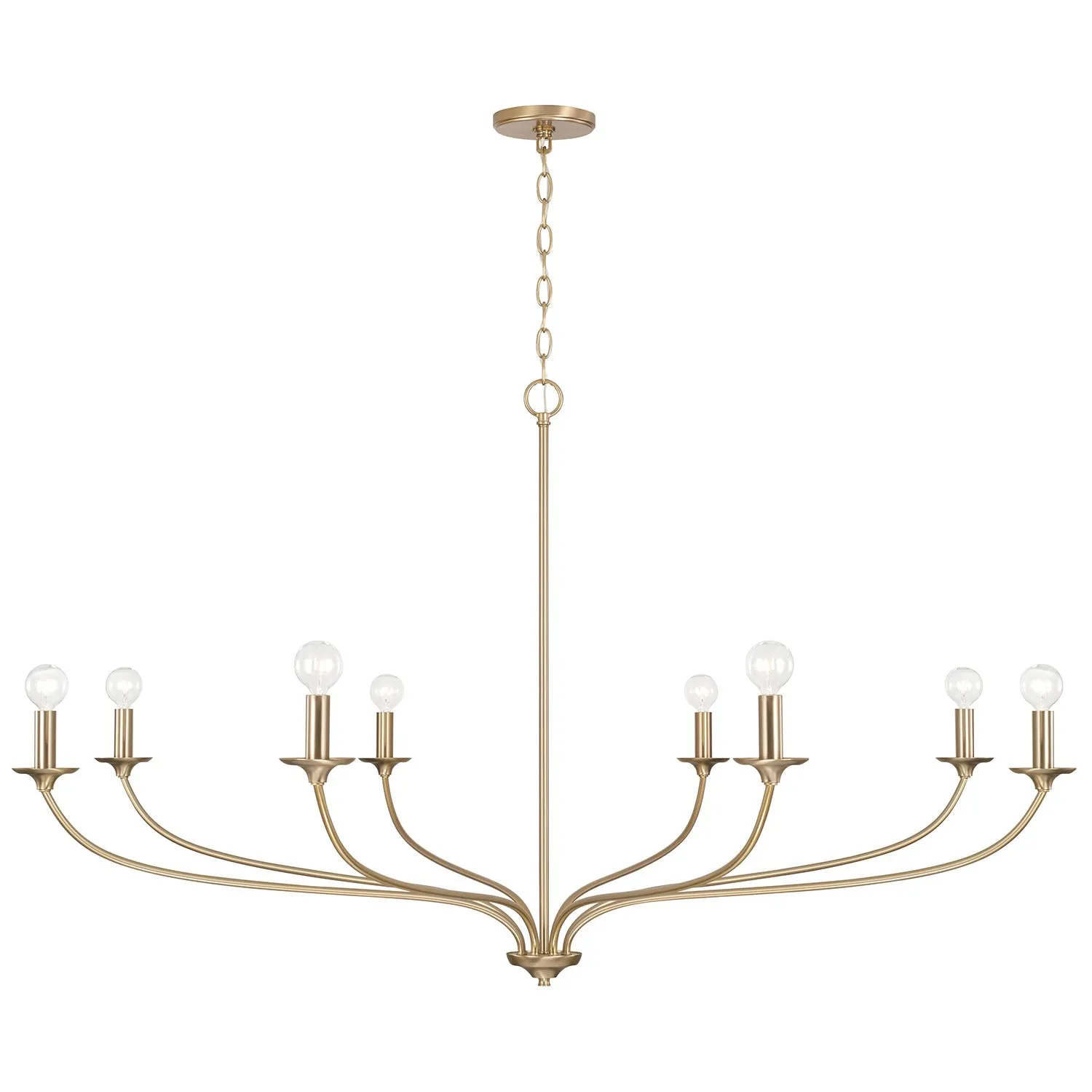 DOLAN 8-LIGHT CHANDELIER, MATTE BRASS