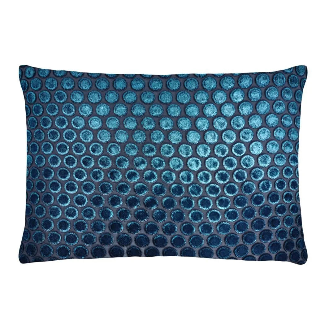 Dots Cobalt Black Velvet Pillow by Kevin O'Brien Studio