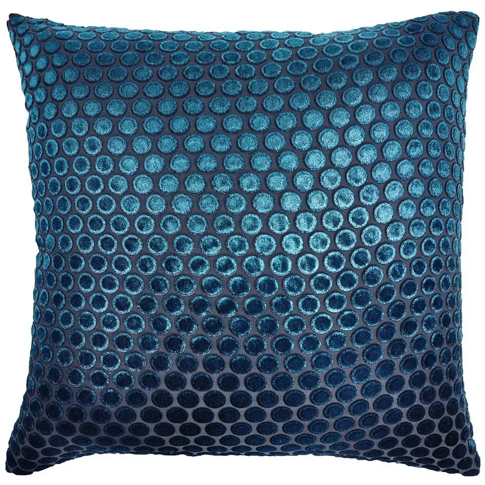 Dots Cobalt Black Velvet Pillow by Kevin O'Brien Studio