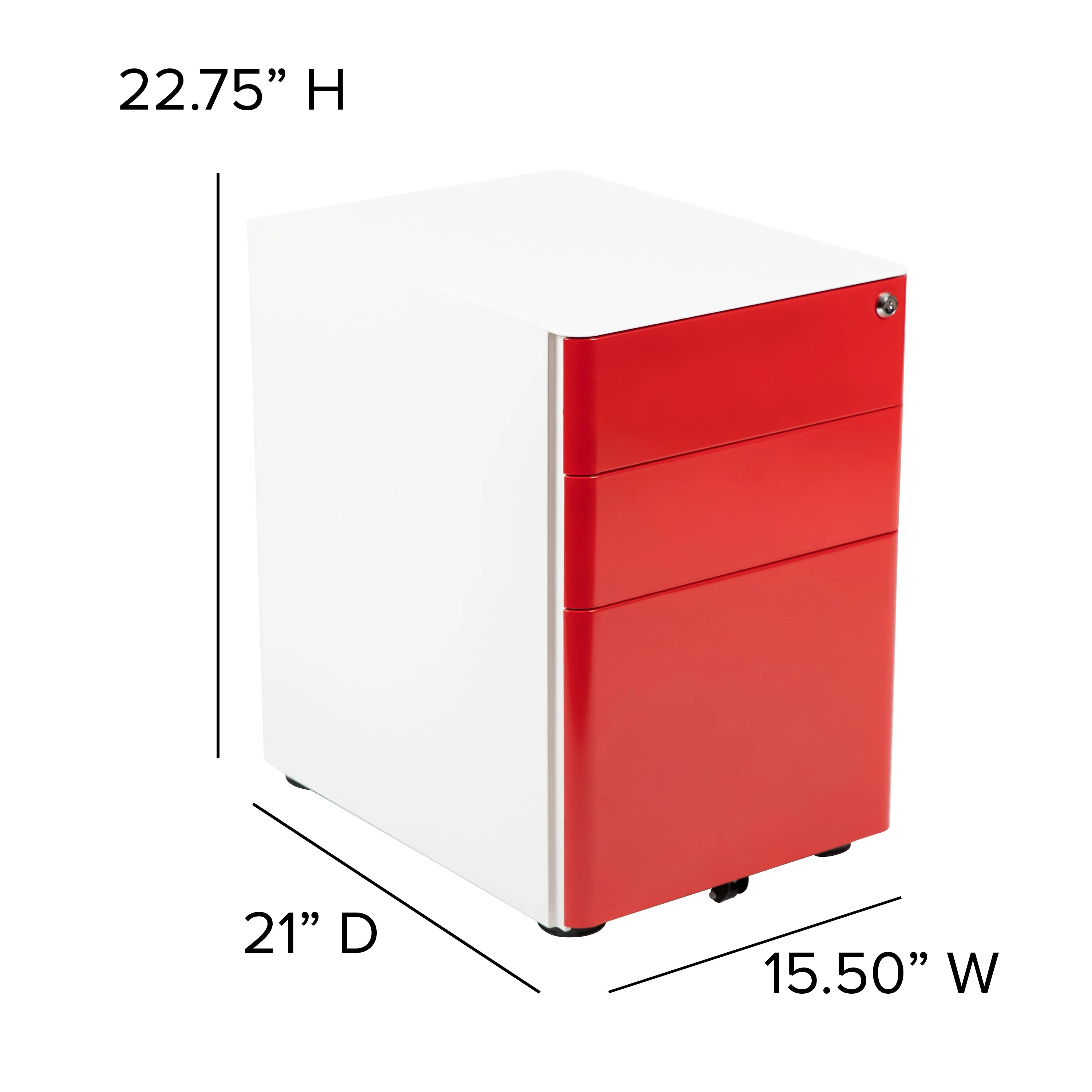 Drawer File Cabinet-White/Red HZ-CHPL-02-RED-WH-GG