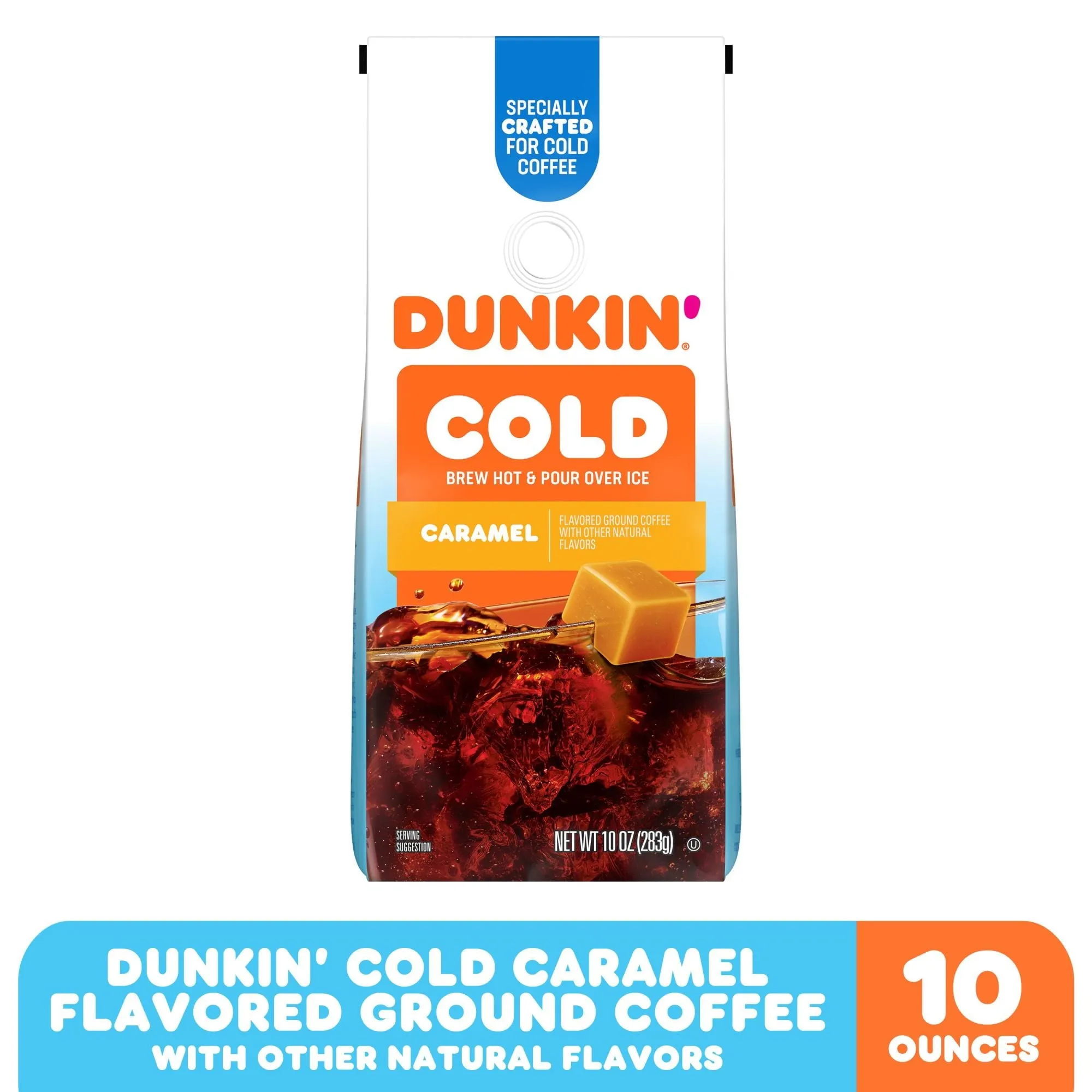 Dunkin Cold Caramel Flavored Ground Coffee, 10 oz. Bag