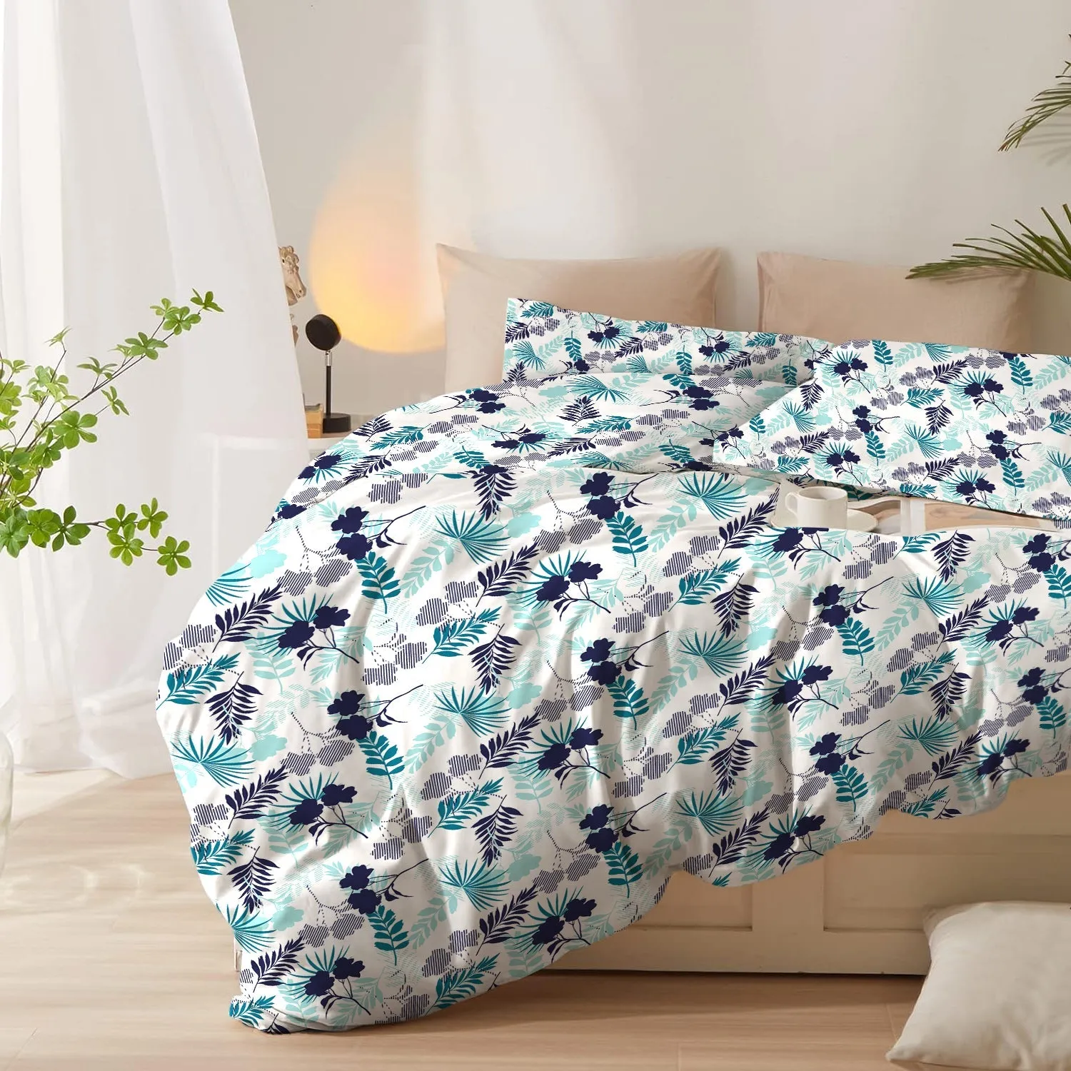 Duvet Cover 4 piece set Super King size High quality 240x260 duvet cover with Fitted sheet and pillow cases Forest