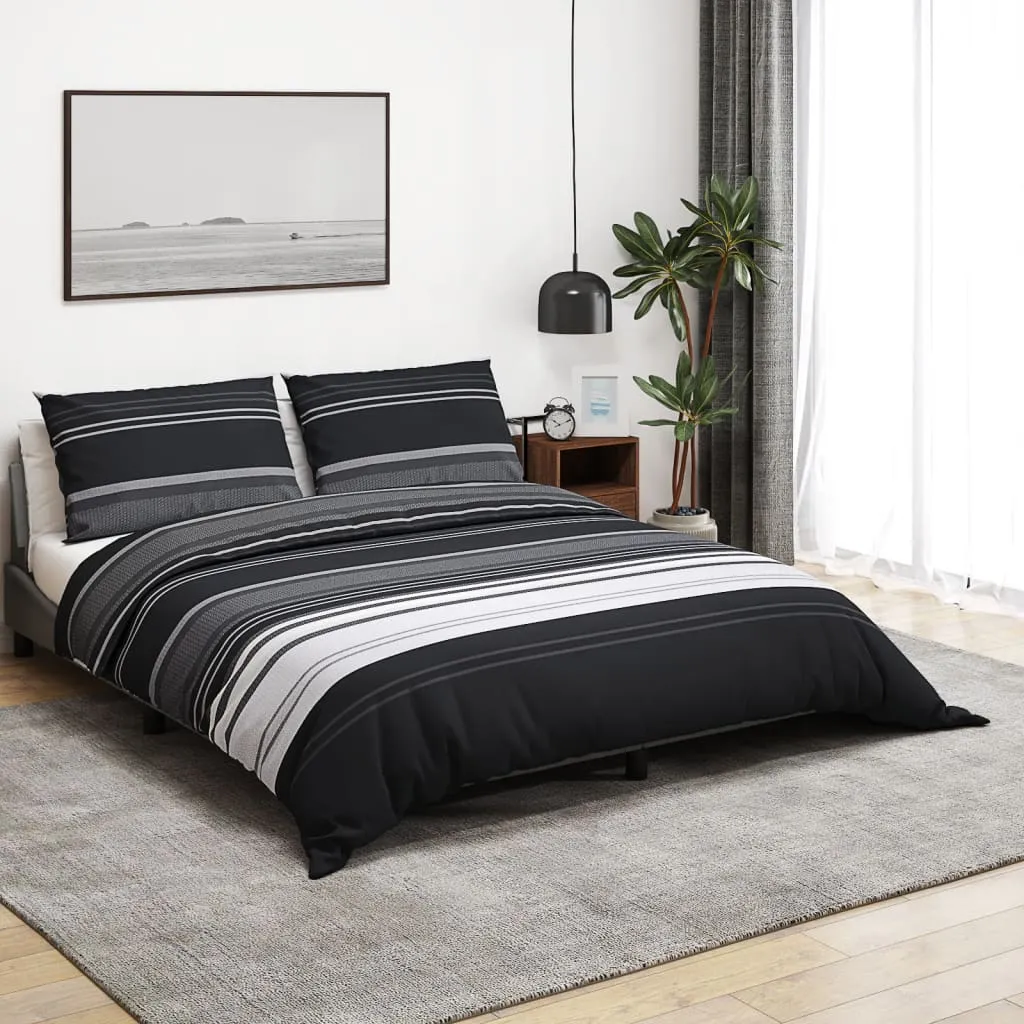 Duvet Cover Set Black and White 220x240 cm Cotton