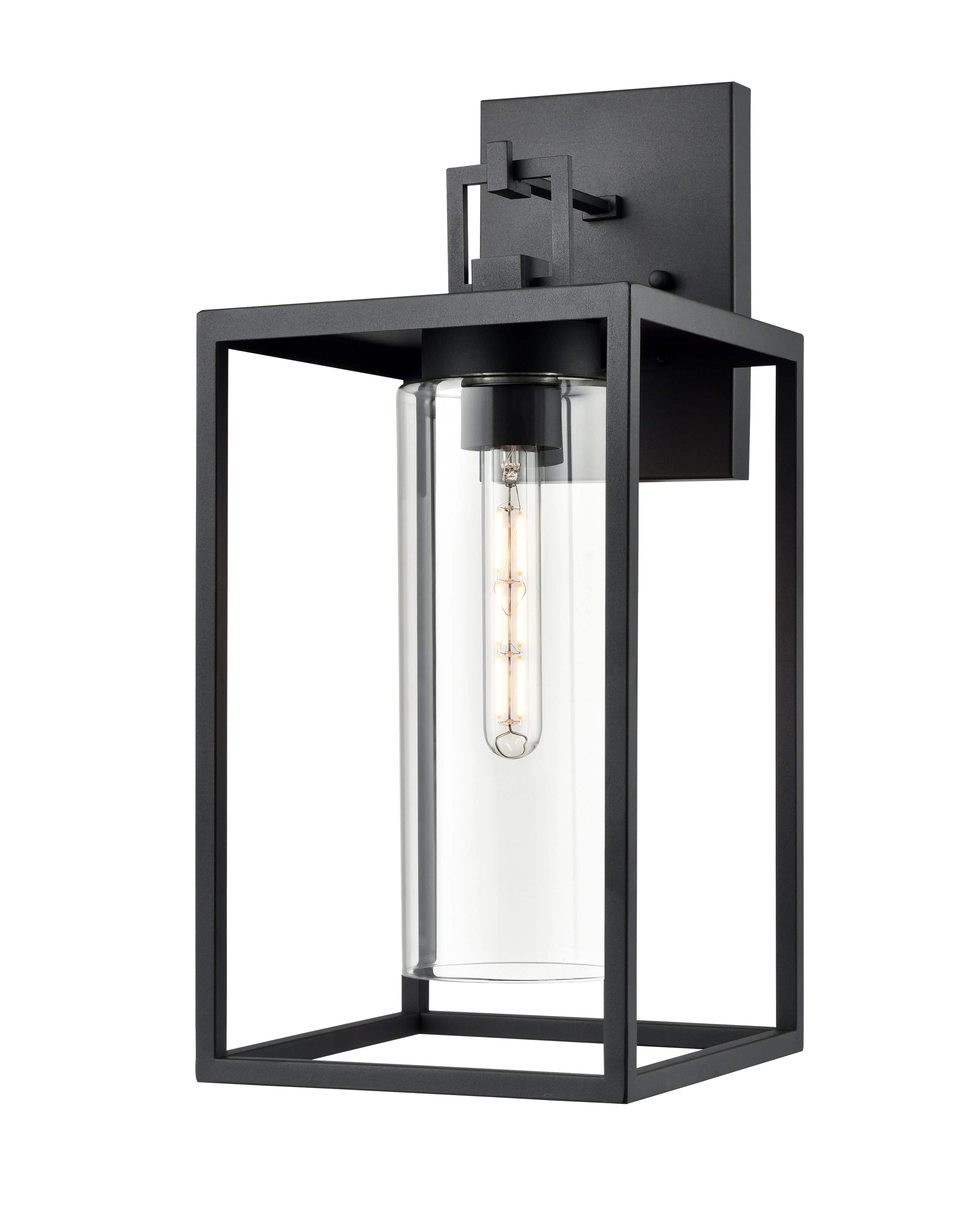 Ellway Outdoor Wall Sconce - Textured Black - Clear Glass - 10in. Extension - E26 Medium Base