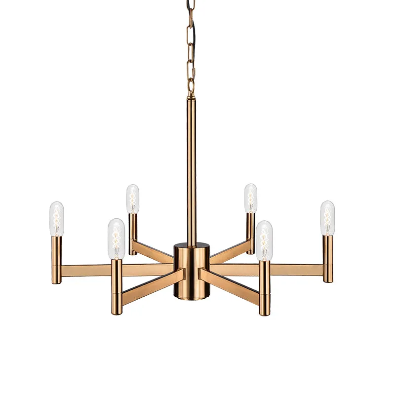 Euryale Aged Gold Brass 6 Light Chandelier