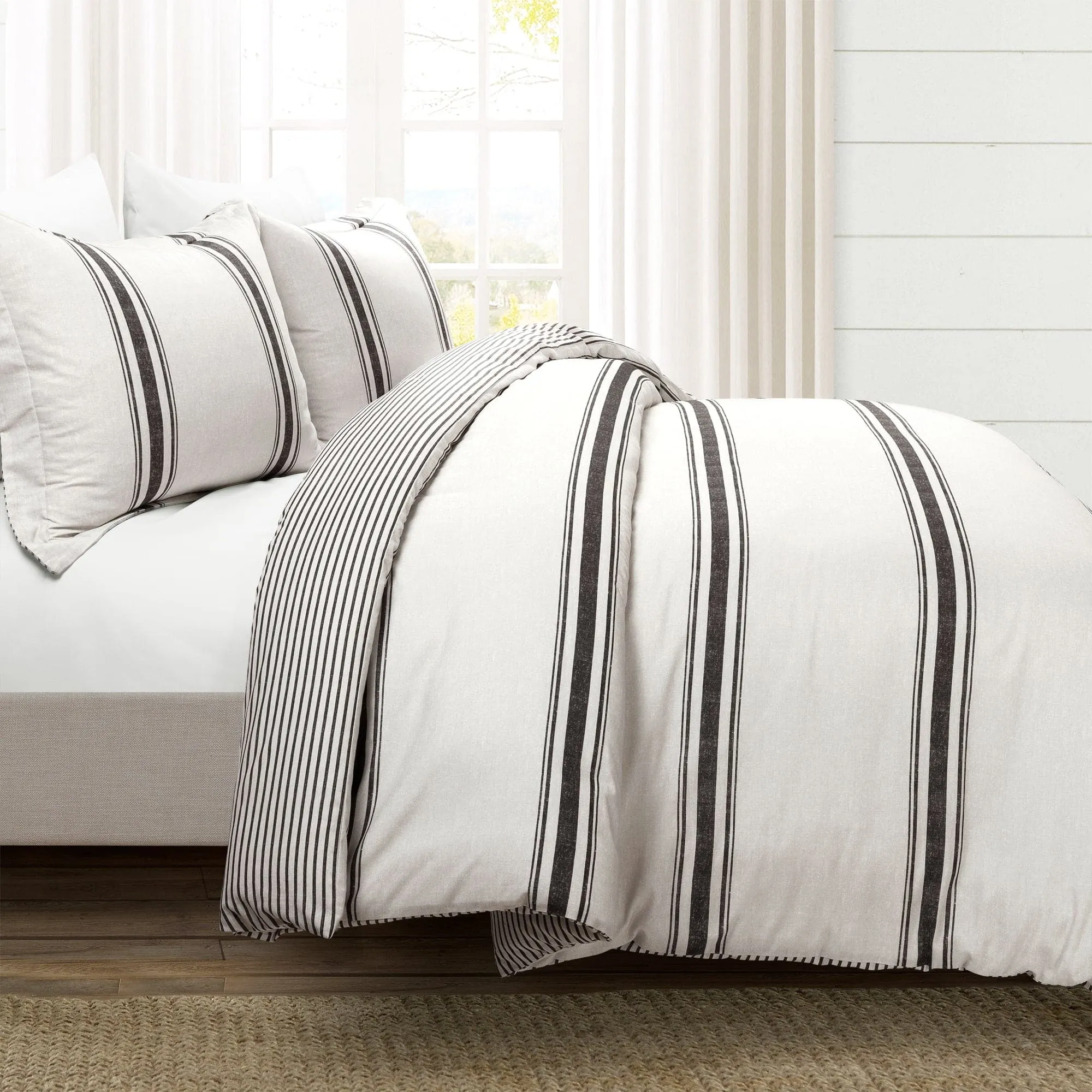 Farmhouse Stripe 100% Cotton Duvet Cover Set