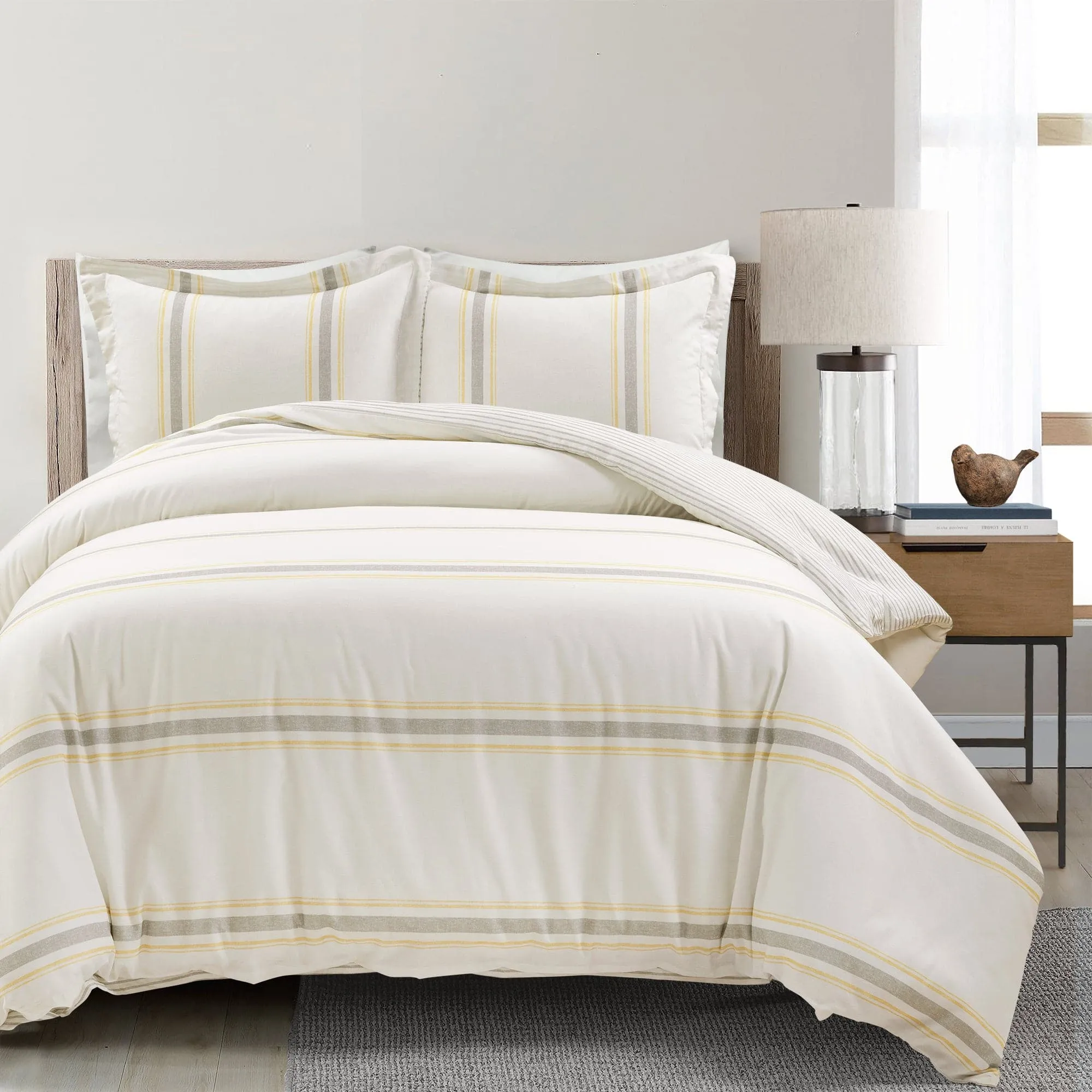 Farmhouse Stripe 100% Cotton Duvet Cover Set