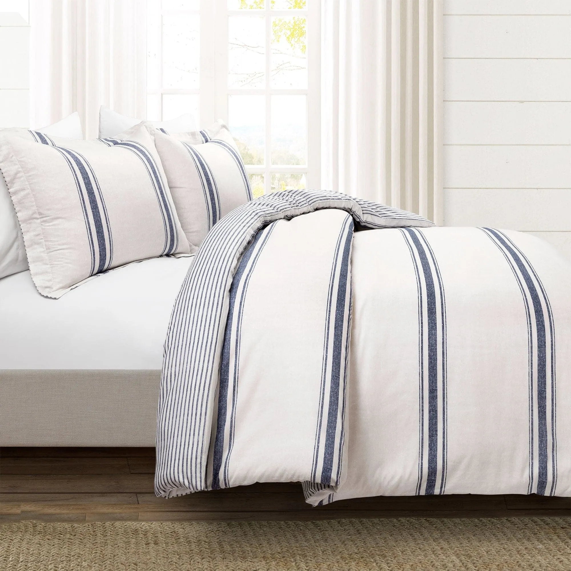 Farmhouse Stripe 100% Cotton Duvet Cover Set