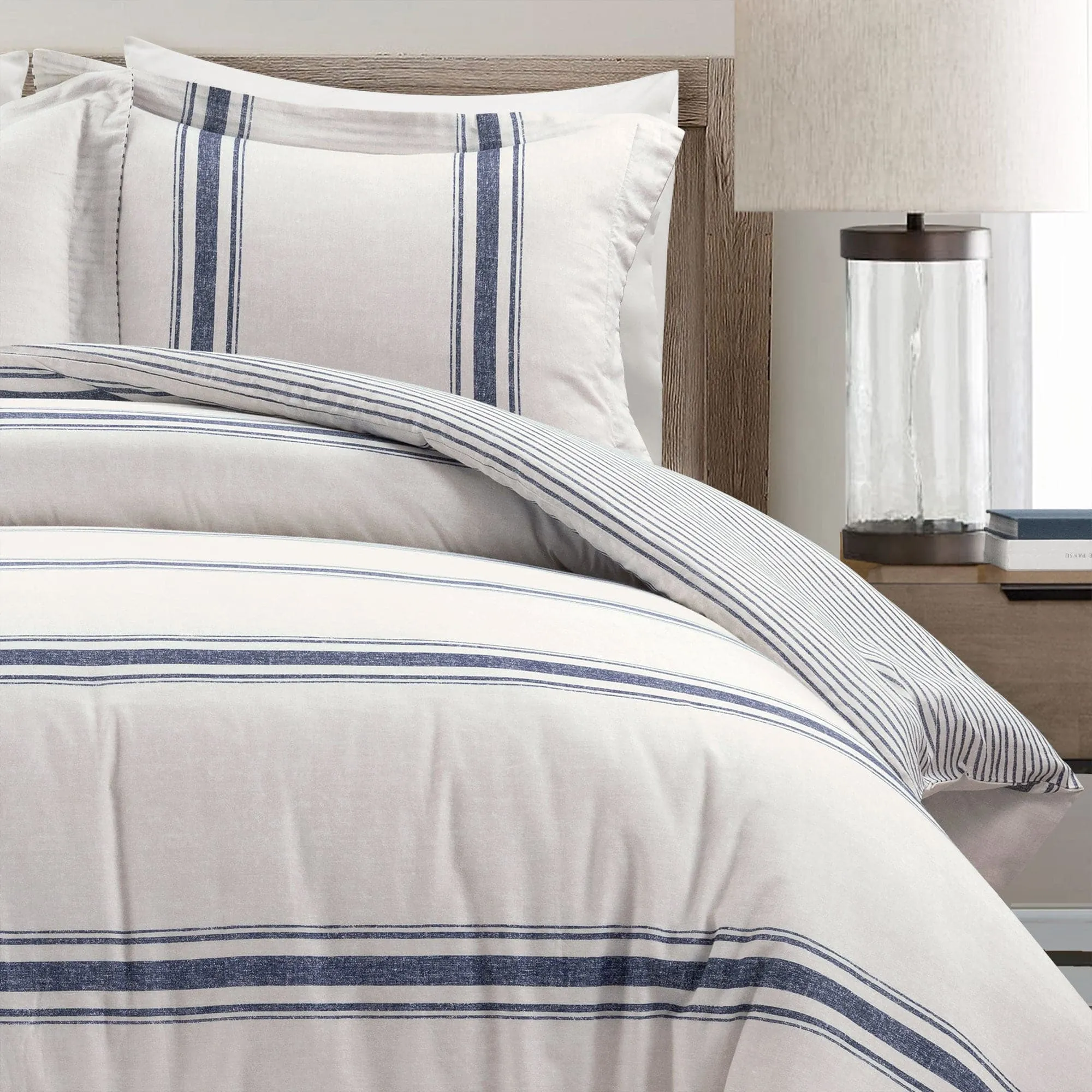 Farmhouse Stripe 100% Cotton Duvet Cover Set