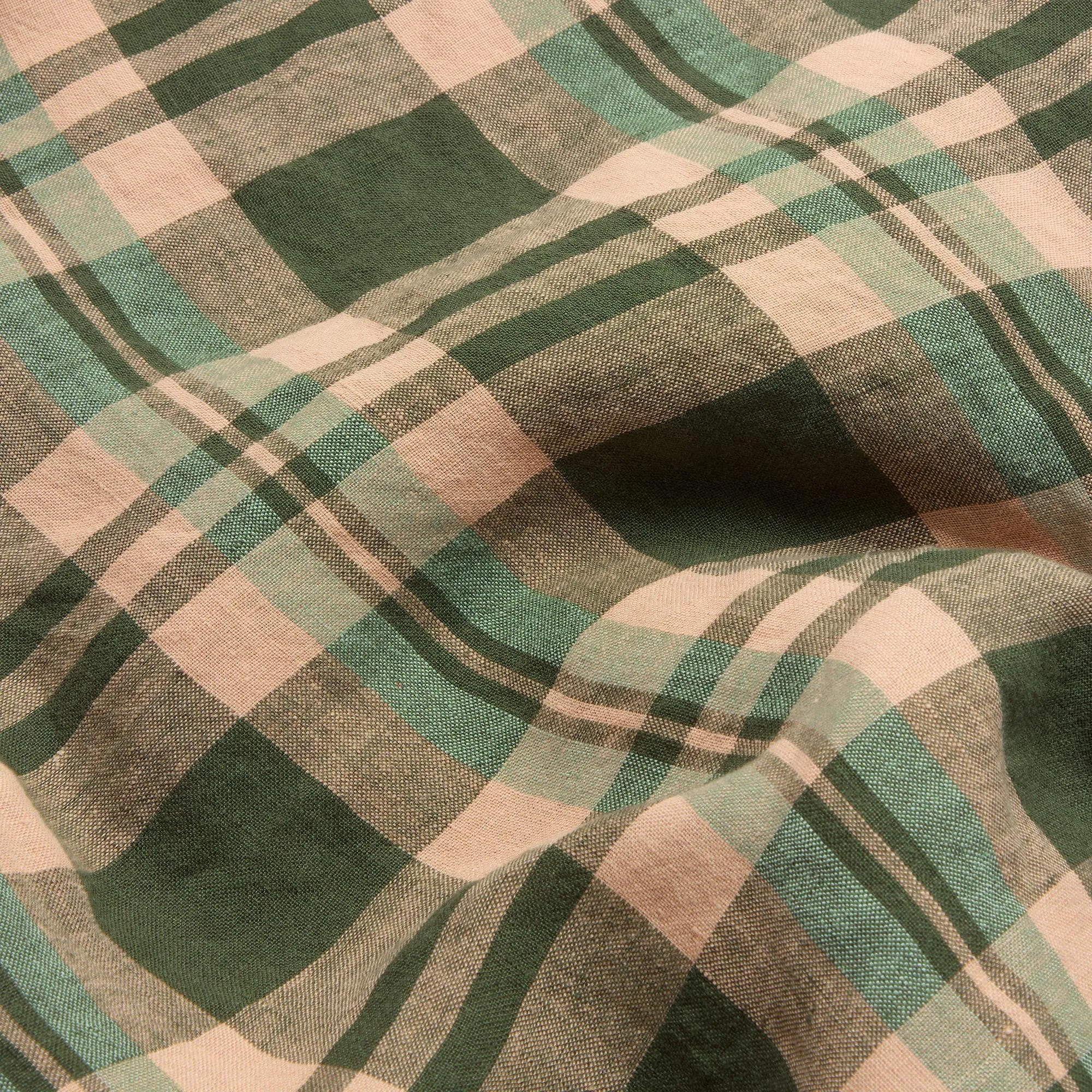 Fern Green Dallington Check Linen Blend Duvet Cover