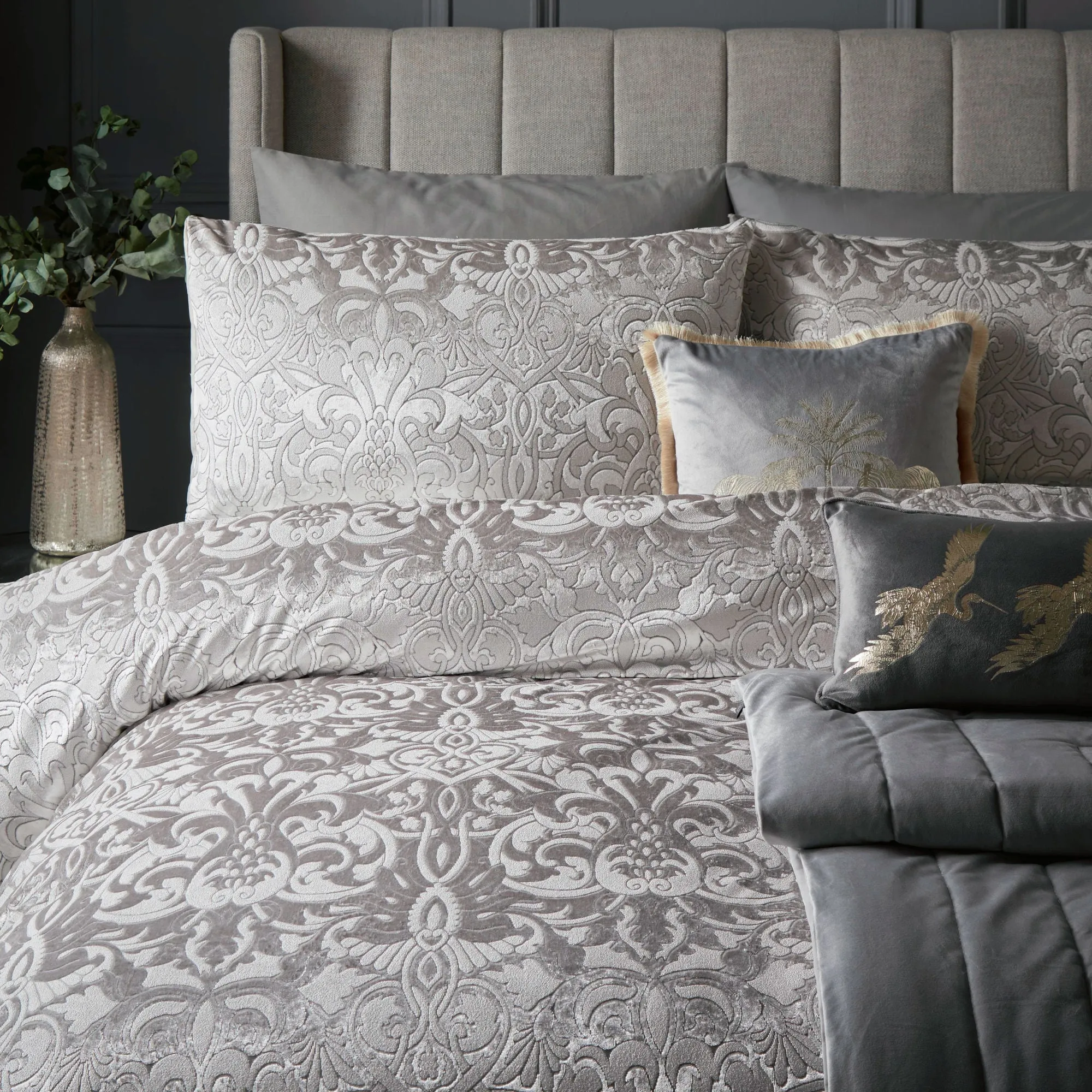 Firenza Duvet Cover Set by Laurence Llewelyn-Bowen in Silver