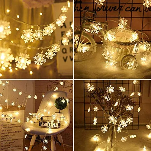 fizzytech Decorative Snowflake String LED Lights for Diwali Christmas Wedding (Warm White, 3 m)