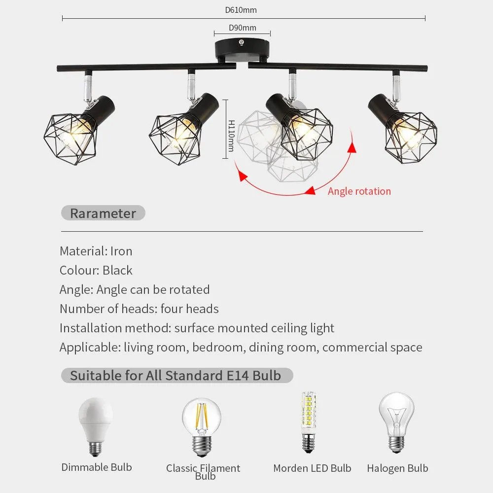 Foldable LED Track Lights for Home with Adjustable Angle & Surface Mounted Spotlights