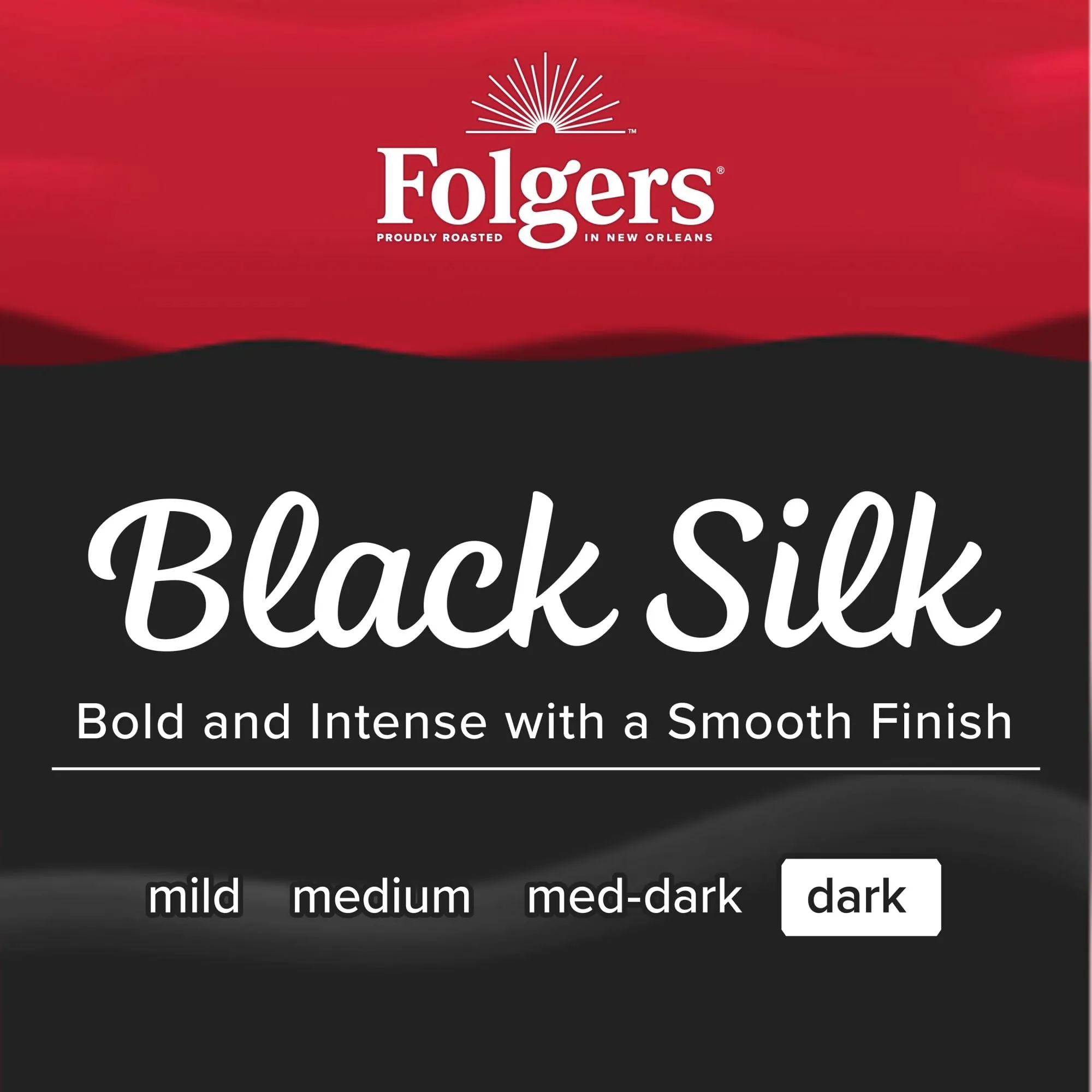 Folgers Black Silk Ground Coffee, Smooth Dark Roast Coffee, 22.6Ounce Canister