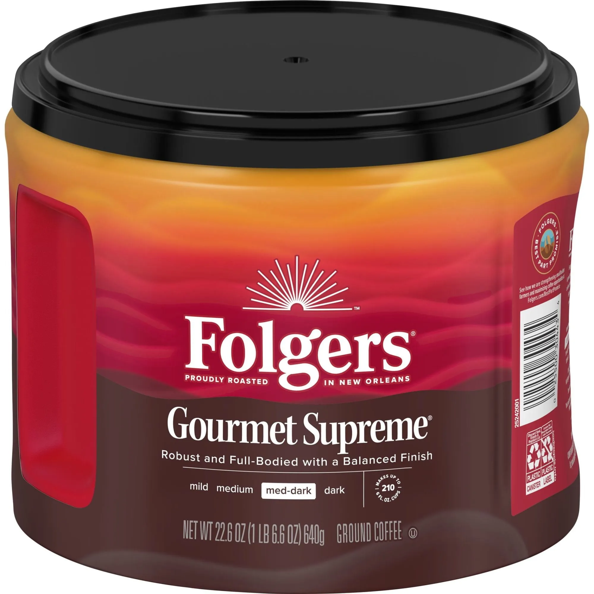 Folgers Gourmet Supreme Ground Coffee, 22.6 Ounce Canisters