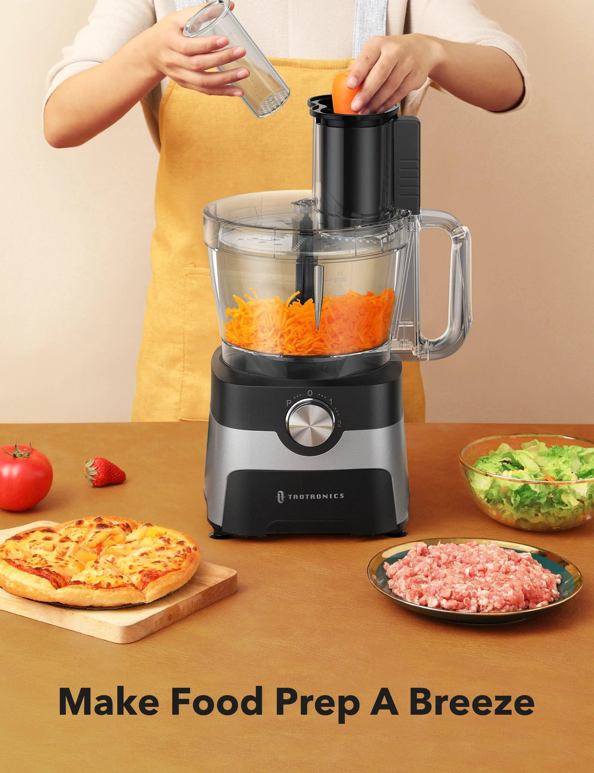 Food Processor 001, Blender Combo, 600W 9-Cup Food Processor