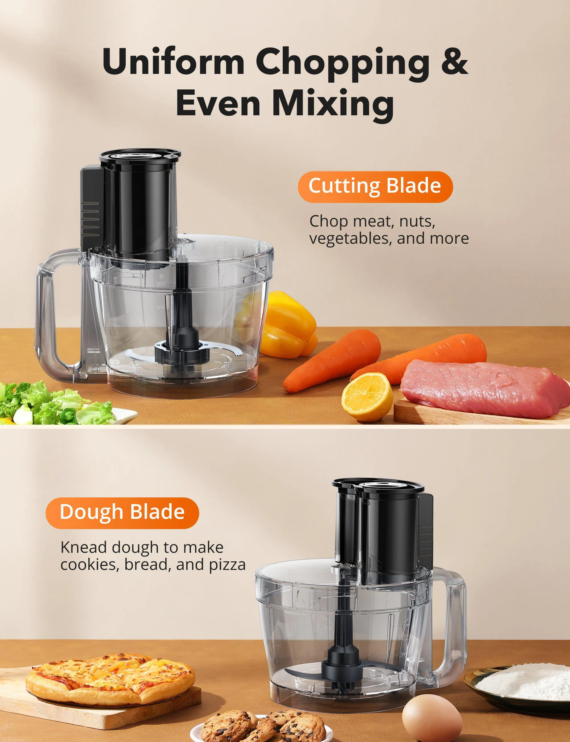 Food Processor 001, Blender Combo, 600W 9-Cup Food Processor