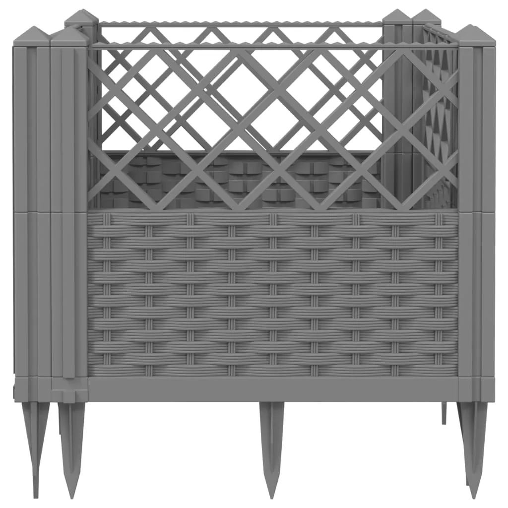 Garden Planter with Pegs Light Grey 43.5x43.5x43.5 cm PP