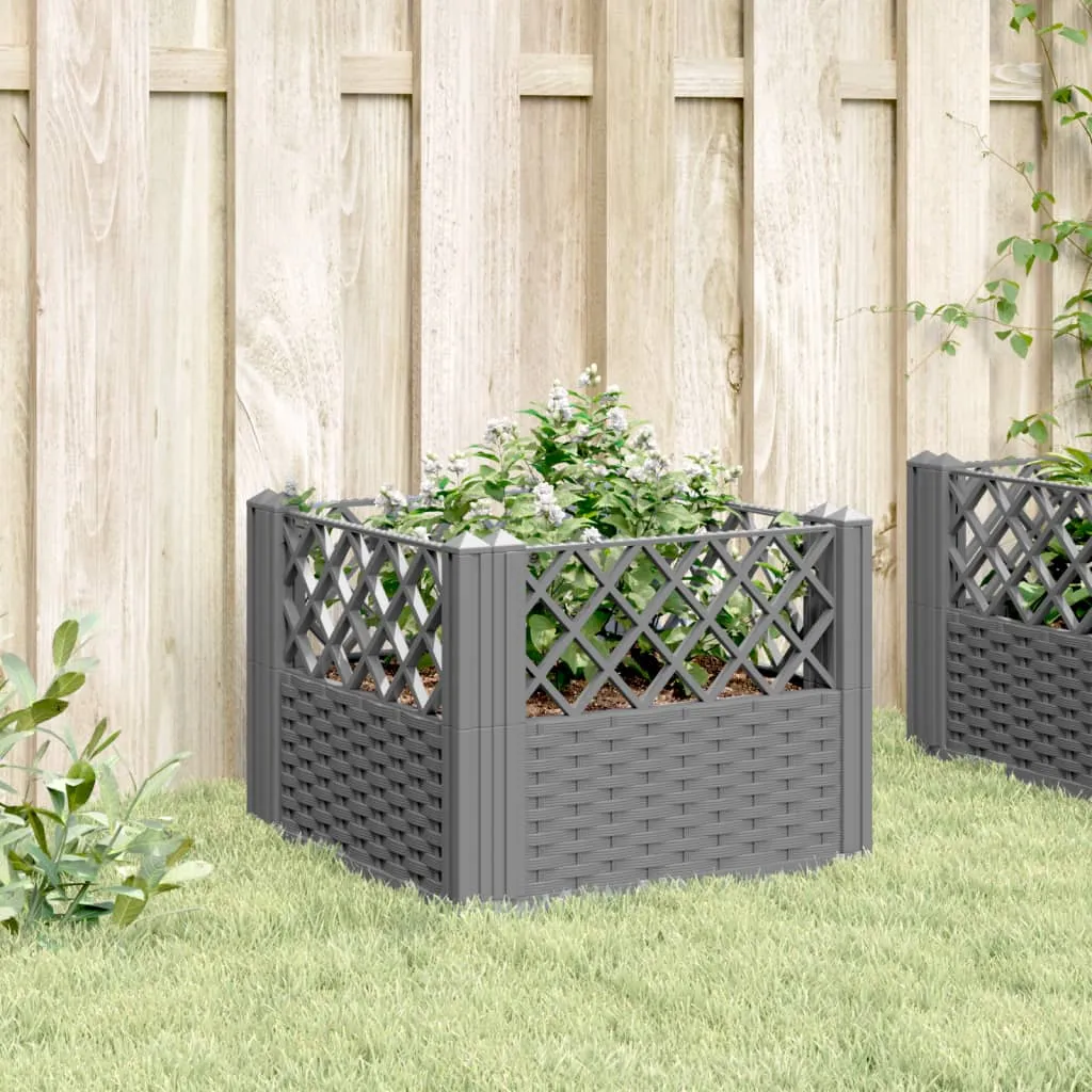 Garden Planter with Pegs Light Grey 43.5x43.5x43.5 cm PP