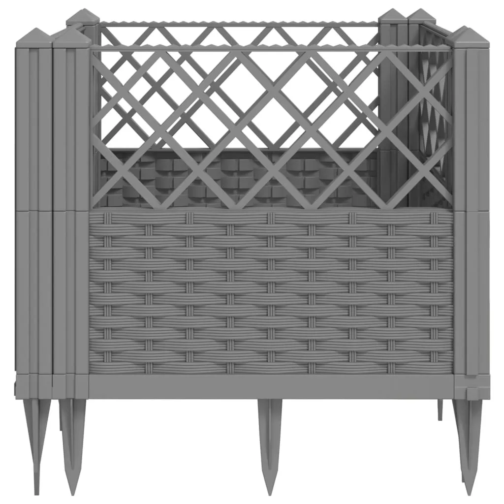 Garden Planter with Pegs Light Grey 43.5x43.5x43.5 cm PP