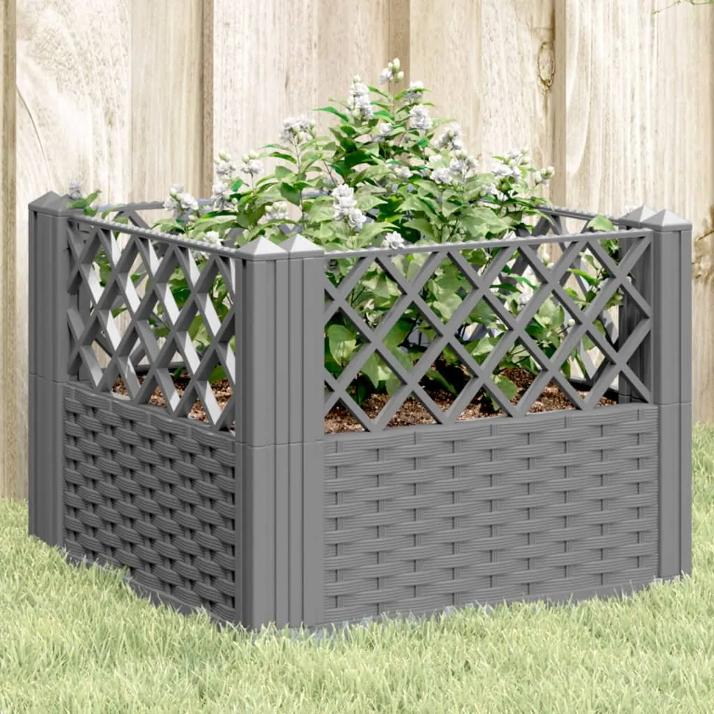 Garden Planter with Pegs Light Grey 43.5x43.5x43.5 cm PP