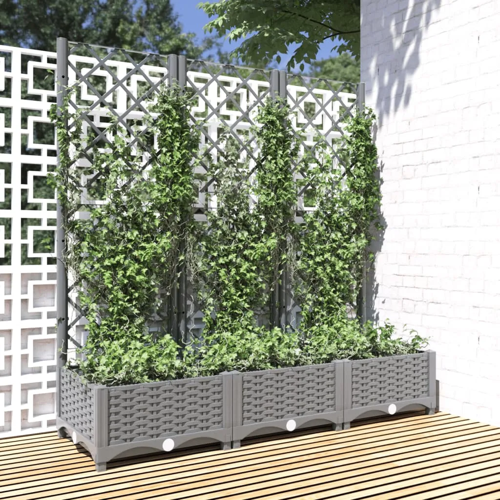 Garden Planter with Trellis Light Grey 120x40x121.5 cm PP