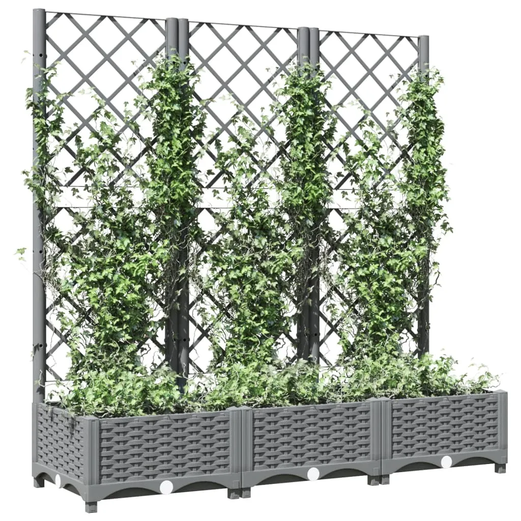 Garden Planter with Trellis Light Grey 120x40x121.5 cm PP