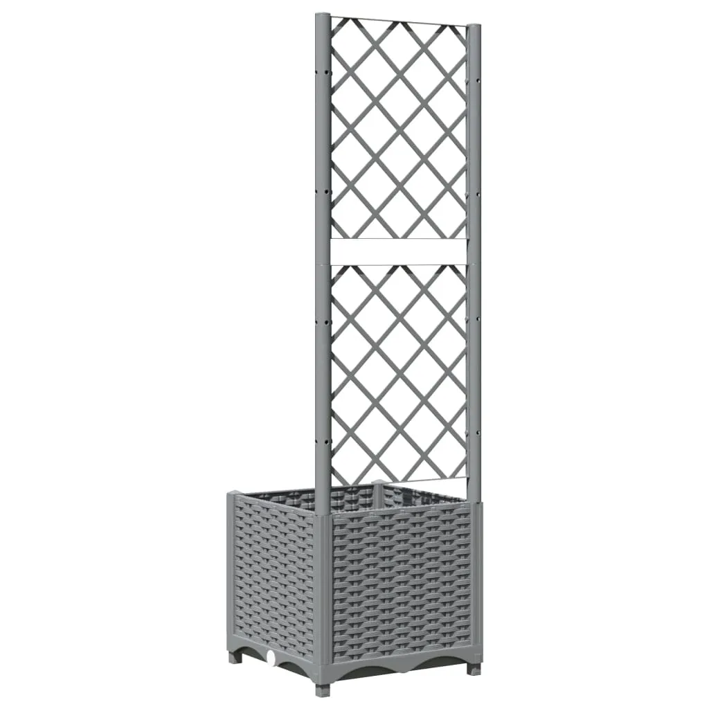 Garden Planter with Trellis Light Grey 40x40x136 cm PP