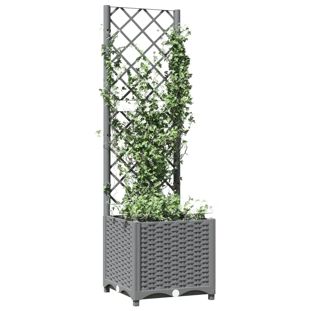 Garden Planter with Trellis Light Grey 40x40x136 cm PP