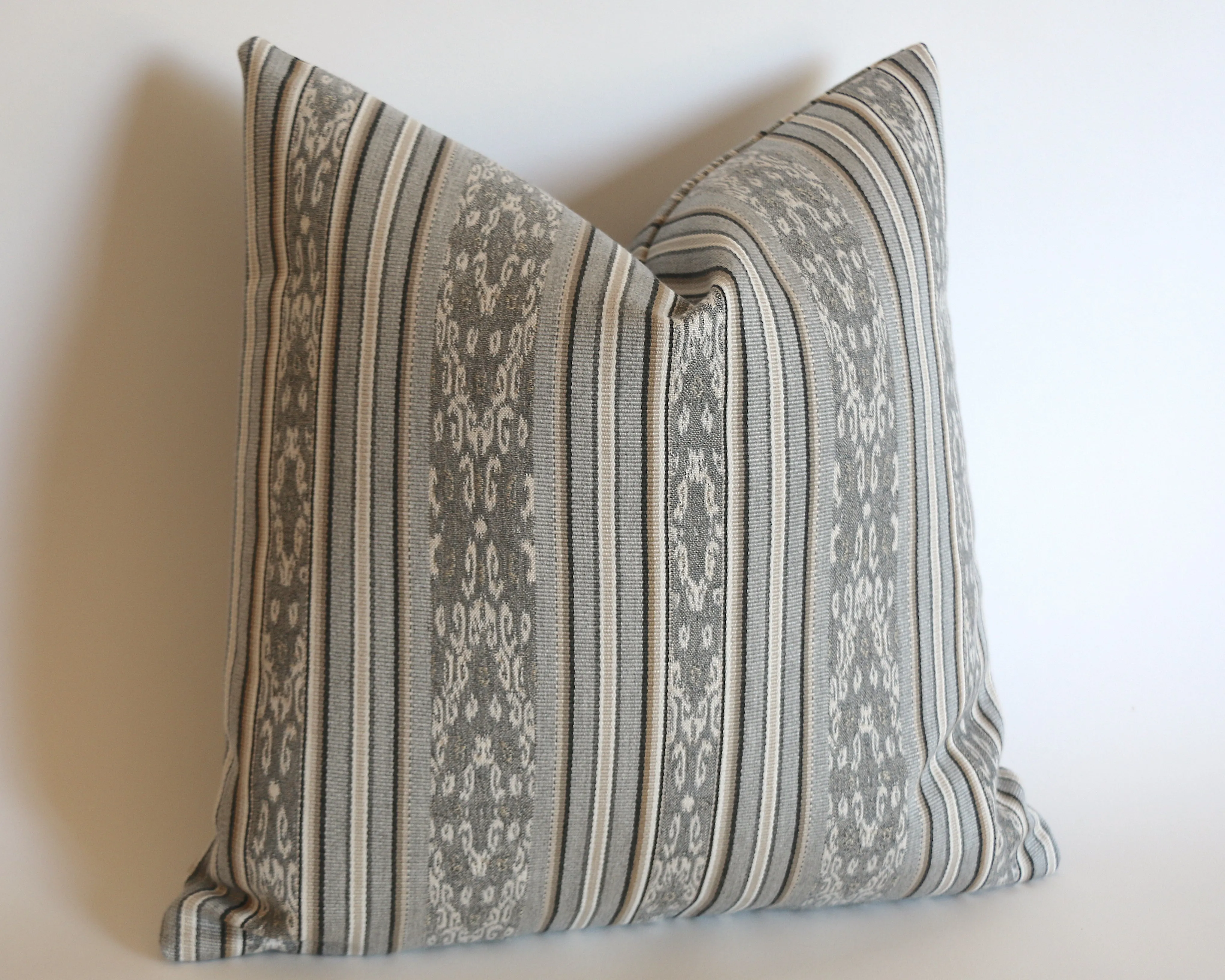 Genuine Sunbrella Pillow Cover / Grey Striped Outdoor Pillow / 18x18 Outdoor Grey Cushion / Grey Pillow cover 18x18