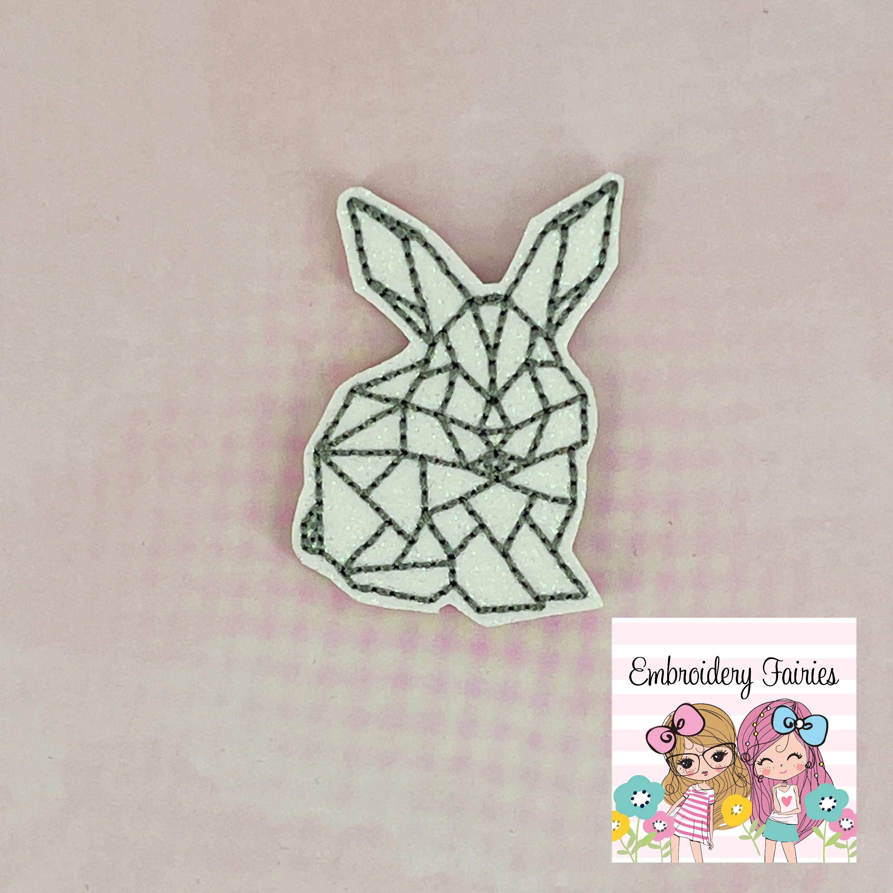 Geometric Glass Bunny Feltie Design