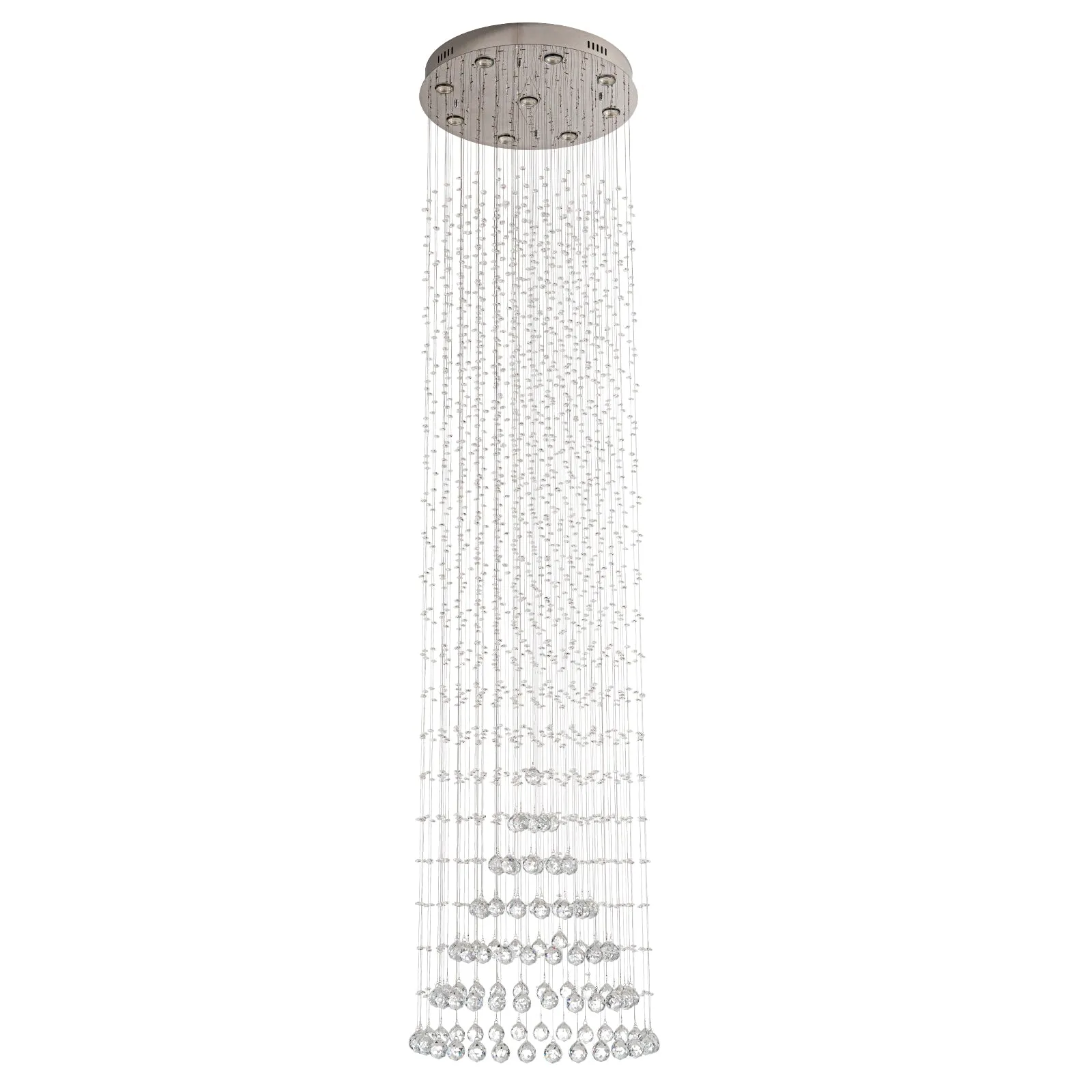 Glowlings 9-Light 98"H Luxury Round Floating Cone Raindrop Crystal Foyer Chandelier For High Ceiling