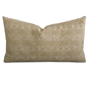 Gold Velvet Geometric Jacquard Lumbar Pillow Cover 15x26