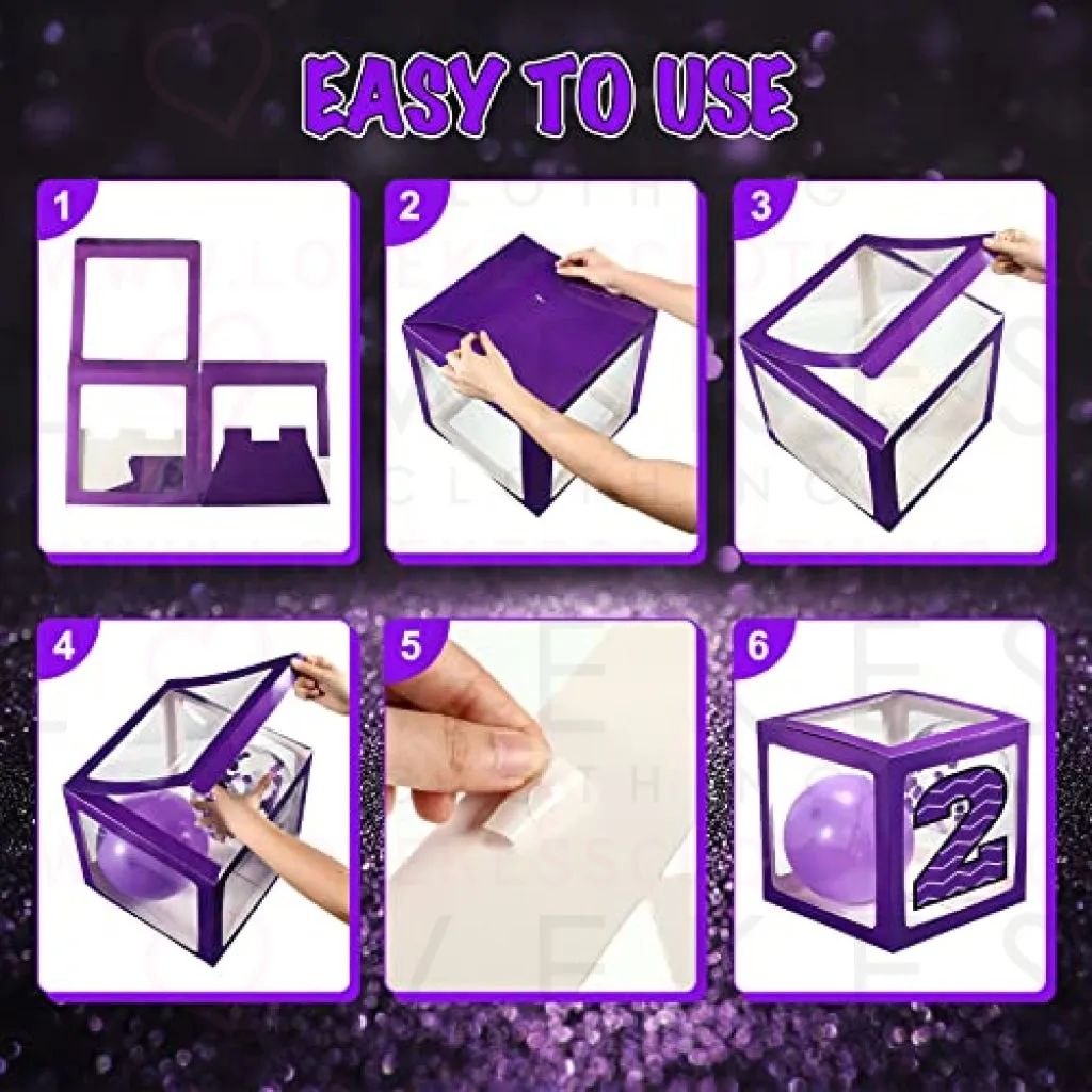 Graduation Box Decorations with Balloon and LED Light Strings Congrats 2023 Grad Party Supplies Proud of You Balloon Boxes for Class of 2023 School College Party Decor, 44 Pieces (Purple)