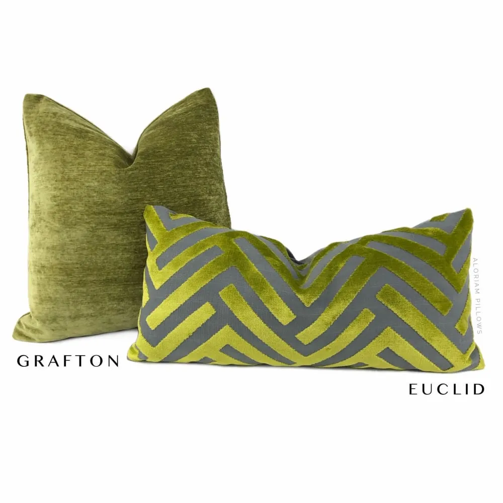 Grafton Olive Green Chenille Velvet Pillow Cover